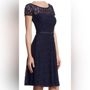 White House Black Market Navy Lace Midi Dress